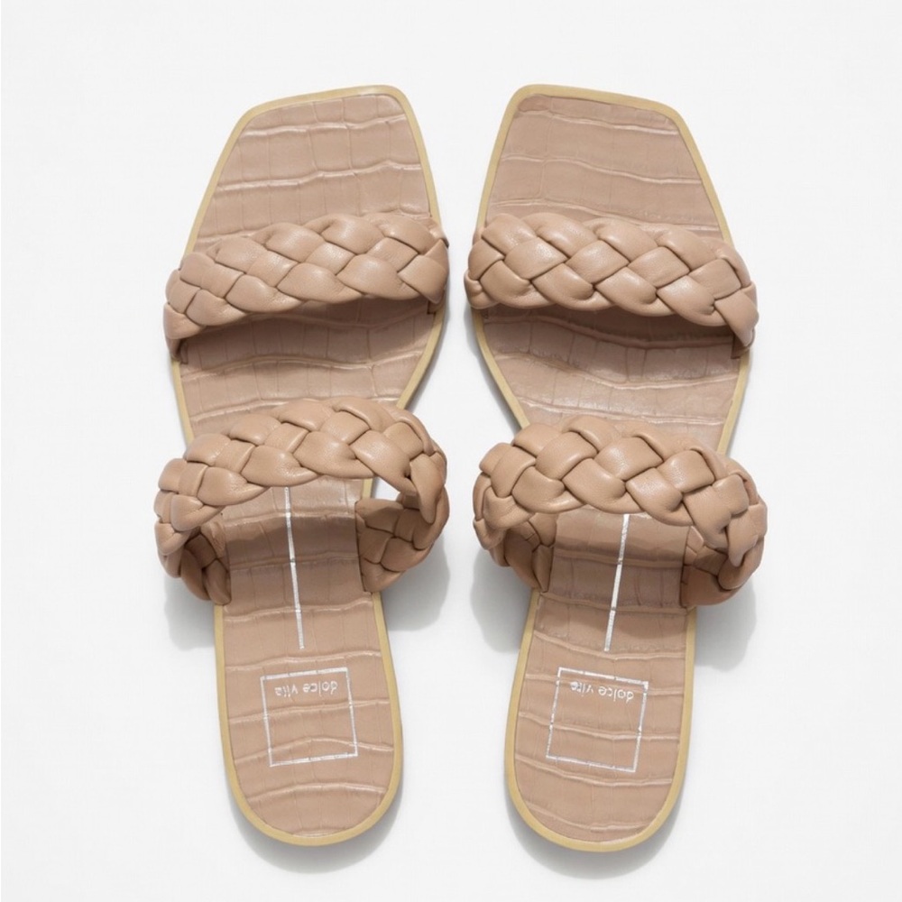 Dolce Vita Braided Double-Strap Slide Sandals - Beige